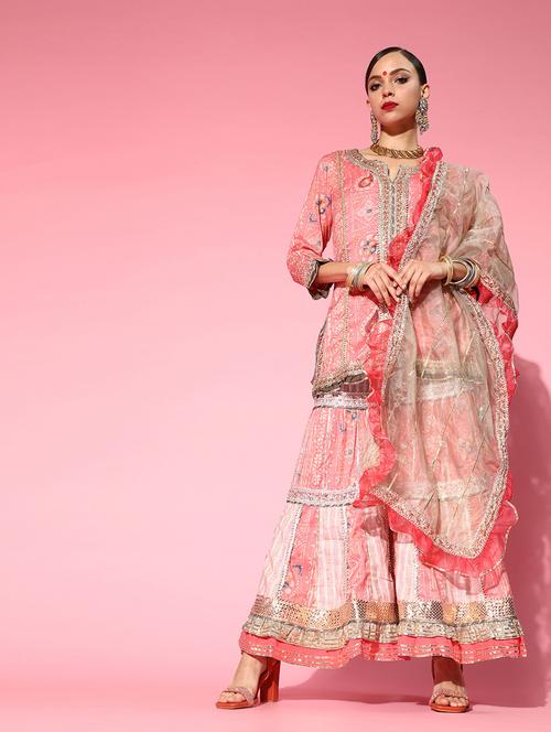 round neck kurta sharara set - 19657293 - Very Small Image - 1