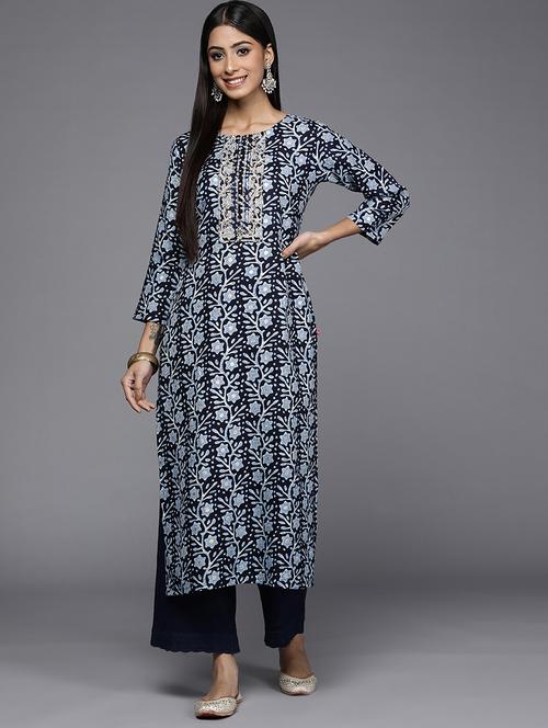 women's straight kurta - 19657799 - Very Small Image - 1