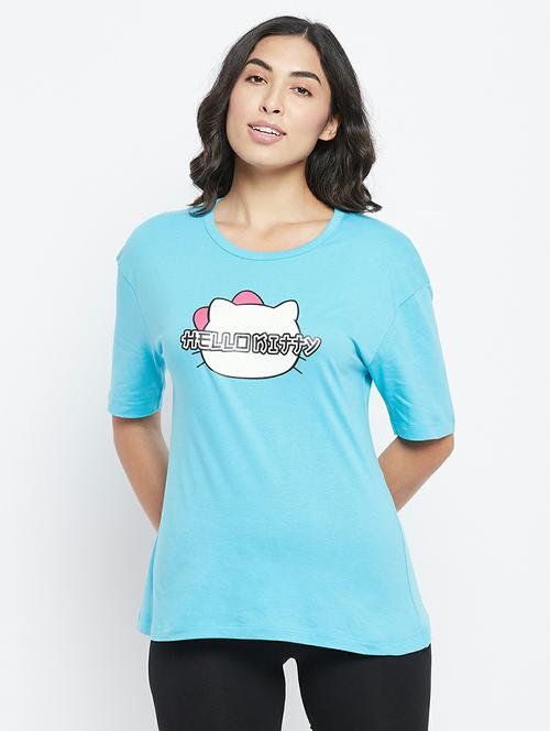 women's front print round neck t-shirt - 19658349 - Very Small Image - 1