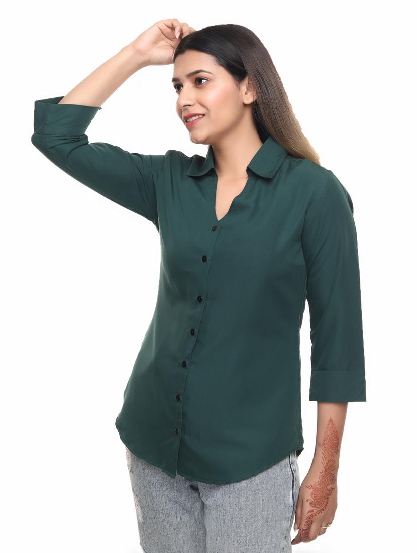 mandarin collar solid regular shirt - 19660505 - Zoom Image - 2