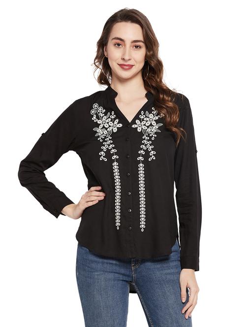 mandarin collar solid regular shirt - 19660594 - Very Small Image - 1