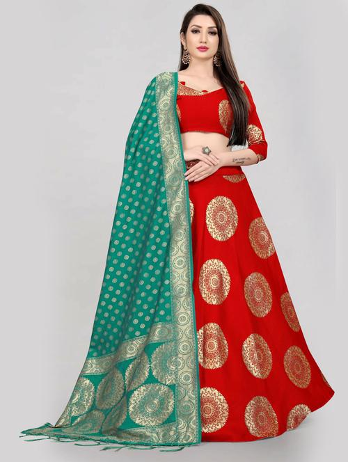 self designed flared semi-stitched lehenga - 19661436 - Very Small Image - 1