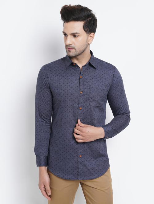 mens micro print casual shirt - 19662313 - Very Small Image - 1