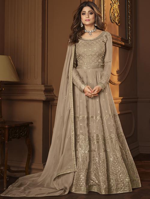 embroidered semi-stitched suit set - 19662461 - Very Small Image - 1