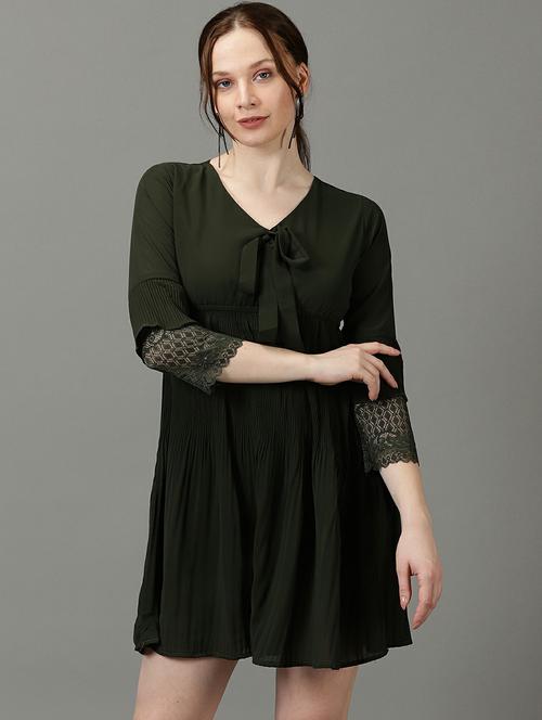 women's fit & flare solid dress - 19662535 - Very Small Image - 1