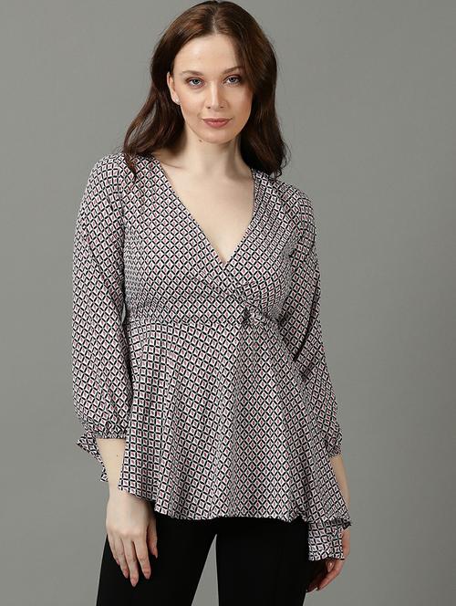 women's wrap overlap neck top - 19662658 - Very Small Image - 1