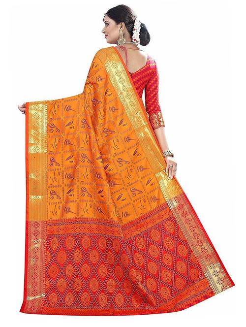 yellow silk blend saree with blouse - 19664113 - Very Small Image - 1