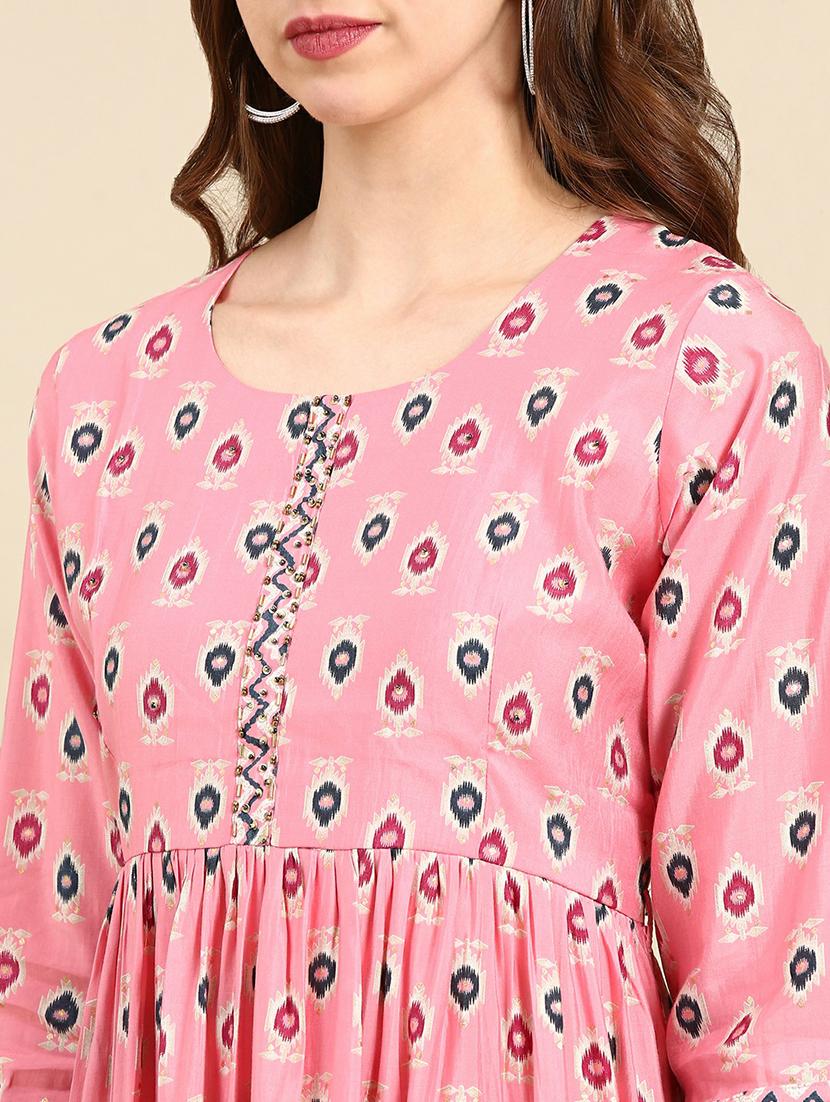 women pink printed kurta pant set - 19664948 - Standard Image - 5