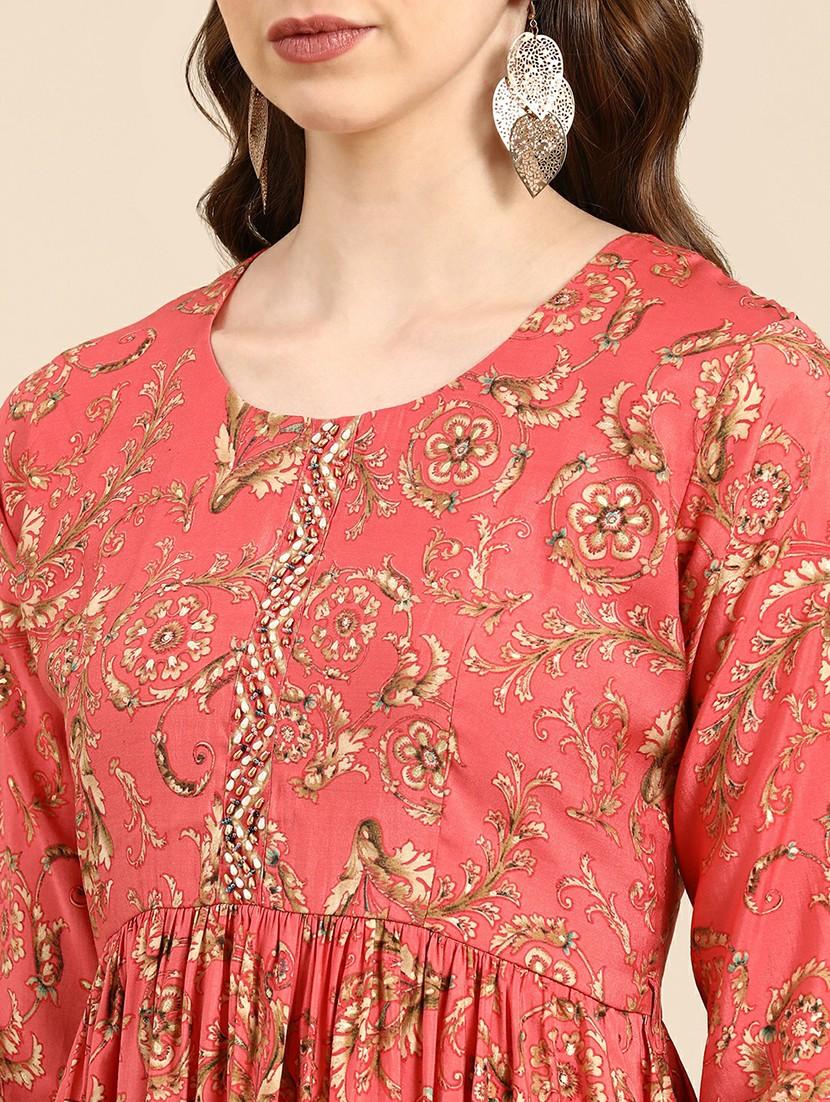 women floral round neck kurta pant set - 19664958 - Standard Image - 5