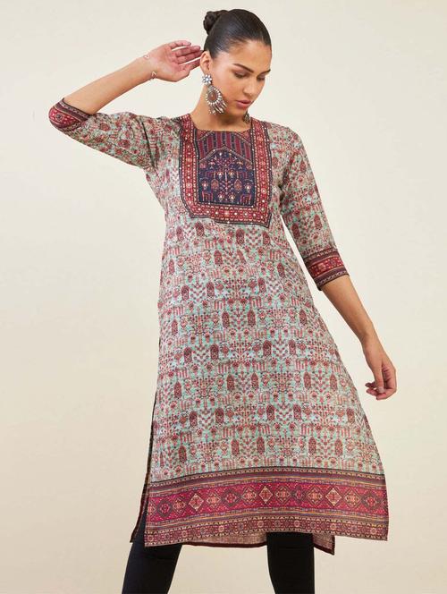 women's straight kurta - 19665475 - Very Small Image - 1
