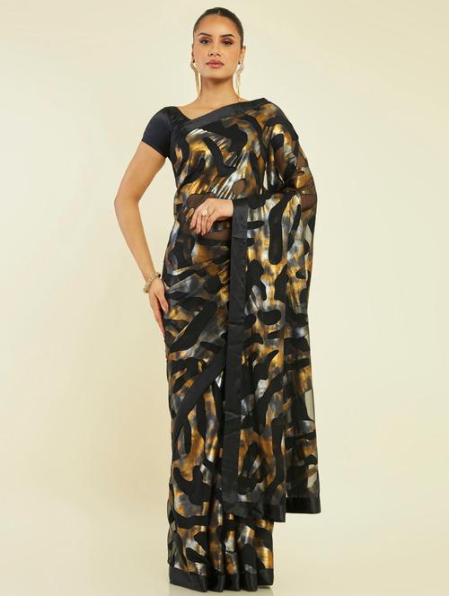 women's printed black colored saree - 19665554 - Very Small Image - 1