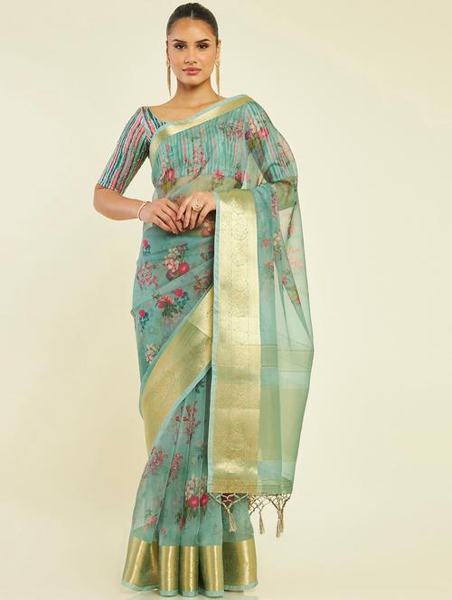 women's self design light blue colored saree - 19665569 - Very Small Image - 1