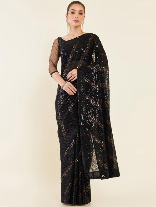 women's embellished saree - 19665664 - Very Small Image - 1