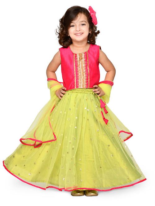 girls net lehenga choli with dupatta - 19666225 - Very Small Image - 1