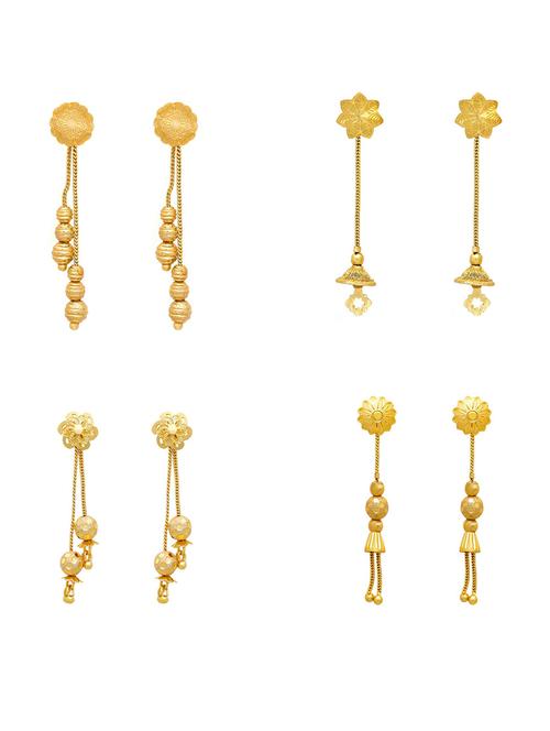 pack of 4 gold plated drop earrings - 19666709 - Very Small Image - 1