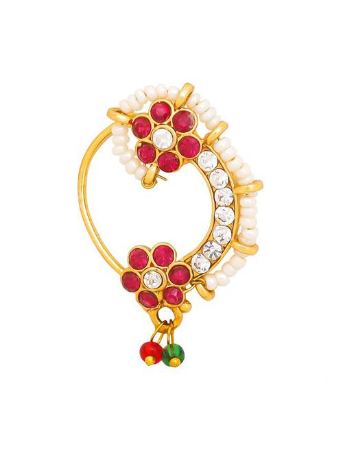 pink brass naath nose pin - 19666811 - Very Small Image - 1