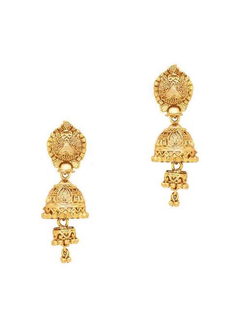 gold brass jhumka earring - 19666851 - Very Small Image - 1