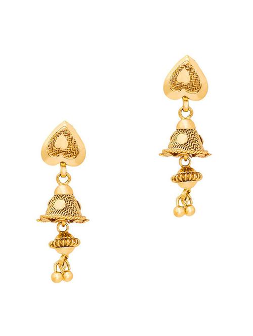 gold brass jhumka earring - 19666854 - Very Small Image - 1