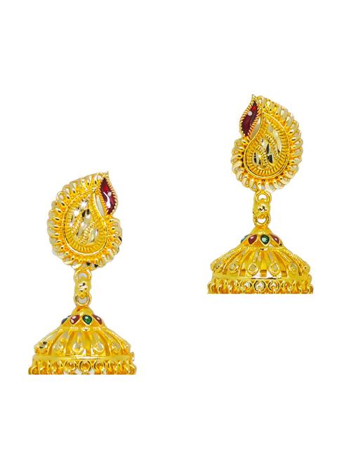 gold brass jhumka earring - 19666862 - Very Small Image - 1