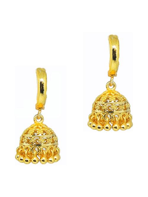 women gold pleated jhumka earrings - 19666863 - Very Small Image - 1