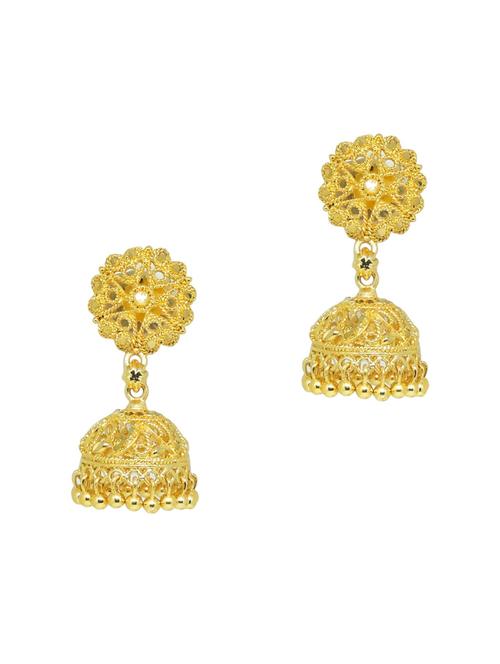 gold brass jhumka earring - 19666865 - Very Small Image - 1
