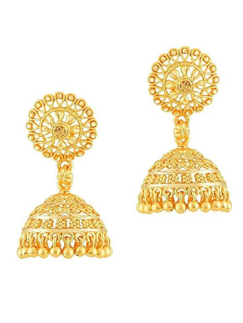gold brass jhumka earring - 19666869 - Very Small Image - 1