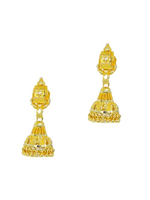 gold brass jhumka earring - 19666873 - Very Small Image - 1