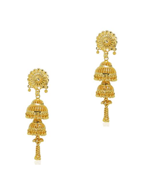 gold brass jhumka earring - 19666875 - Very Small Image - 1