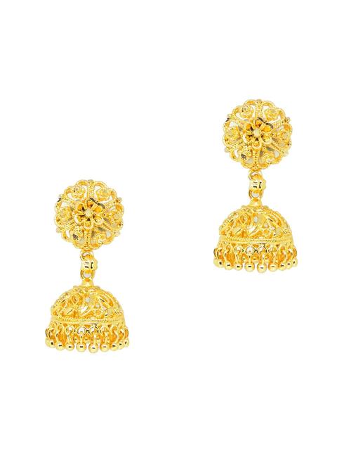 gold brass jhumka earring - 19666901 - Very Small Image - 1