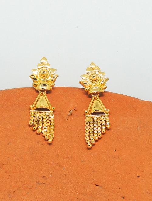 gold brass studs earring - 19666929 - Very Small Image - 1
