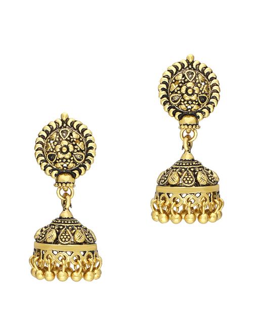 gold brass jhumka earring - 19666930 - Very Small Image - 1