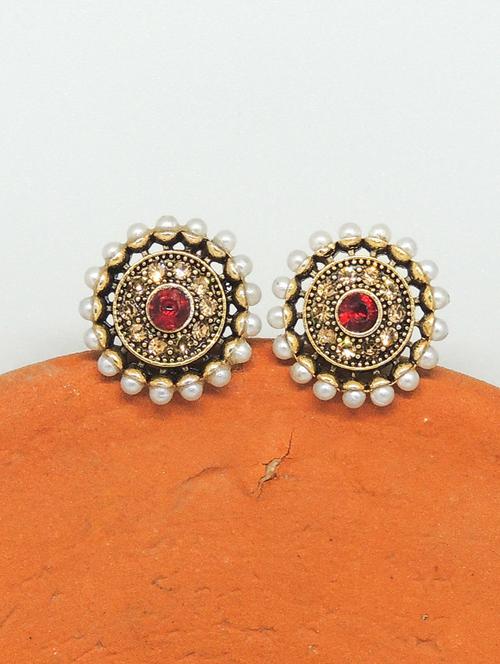 gold brass studs earring - 19666940 - Very Small Image - 1