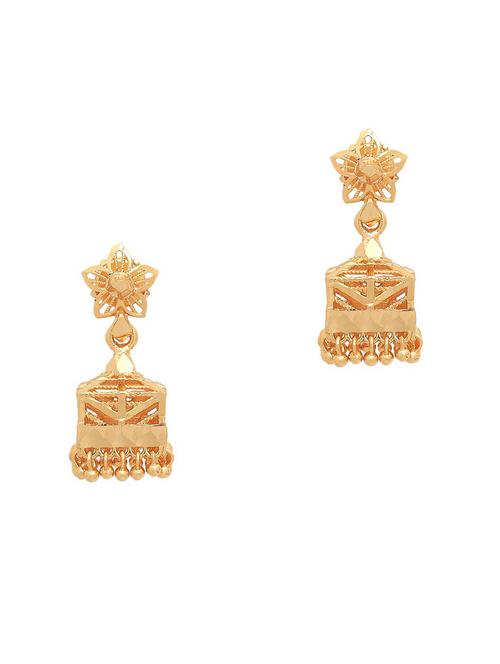 gold brass jhumka earring - 19666952 - Very Small Image - 1