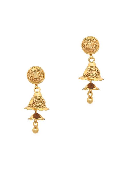 gold brass jhumka earring - 19666959 - Very Small Image - 1