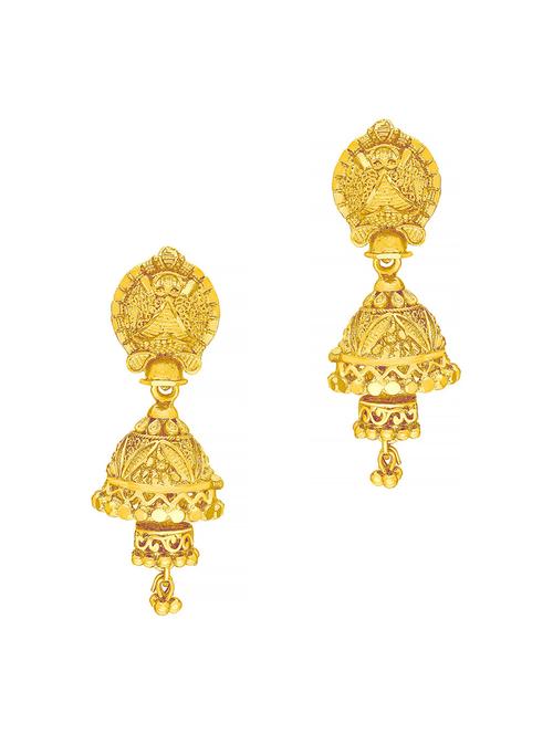 gold brass jhumka earring - 19666965 - Very Small Image - 1