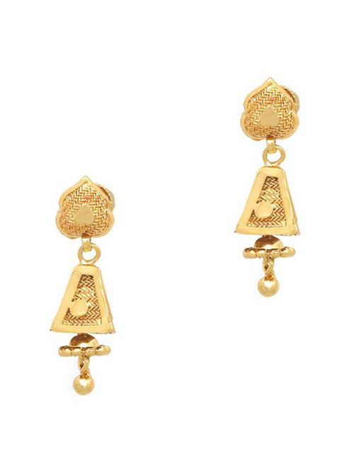 gold brass jhumka earring - 19666967 - Very Small Image - 1