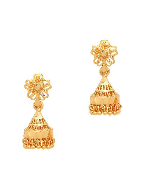 gold brass jhumka earring - 19666974 - Very Small Image - 1