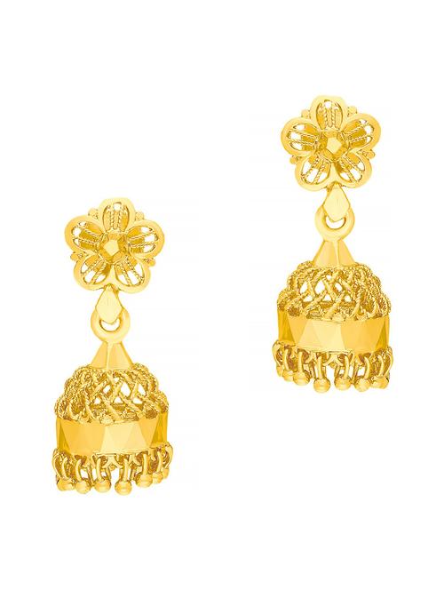 gold brass jhumka earring - 19666983 - Very Small Image - 1