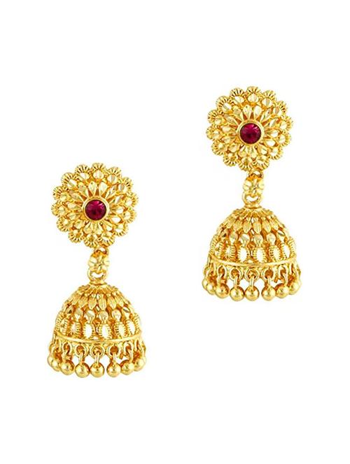 gold brass jhumka earring - 19667032 - Very Small Image - 1