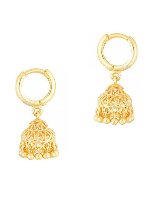 gold brass jhumka earring - 19667040 - Very Small Image - 1