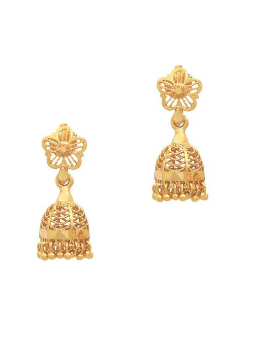 gold brass jhumka earring - 19667050 - Very Small Image - 1