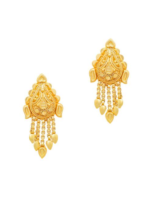 gold brass drop earring - 19667062 - Very Small Image - 1