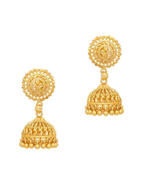 gold brass jhumka earring - 19667098 - Very Small Image - 1