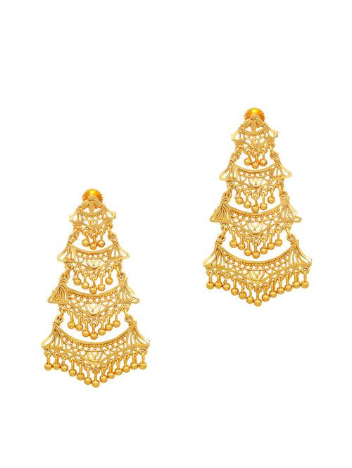 women gold pleated chandellier earrings - 19667118 - Very Small Image - 1