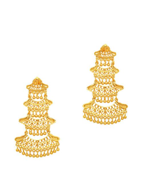 women gold pleated chandellier earrings - 19667124 - Very Small Image - 1