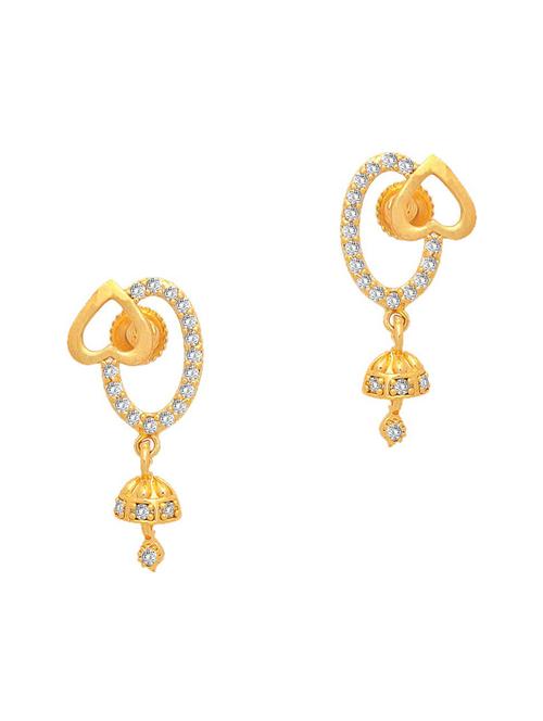 gold brass jhumka earring - 19667158 - Very Small Image - 1