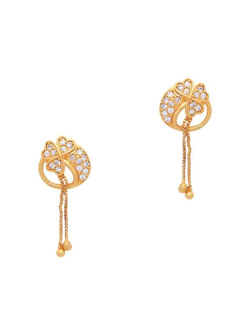 gold brass jhumka earring - 19667159 - Very Small Image - 1