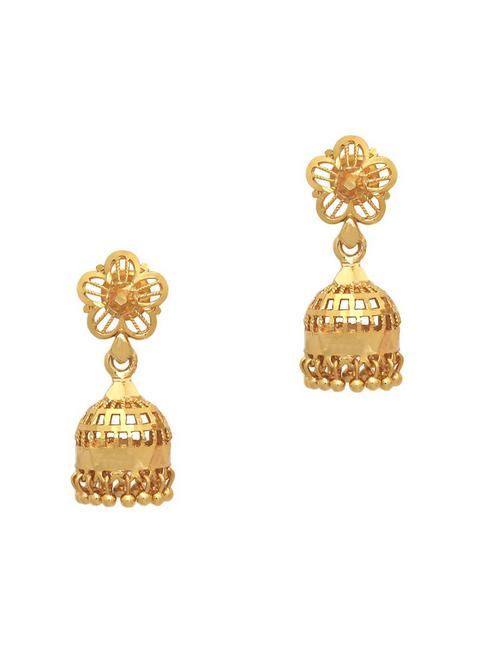gold brass jhumka earring - 19667164 - Very Small Image - 1