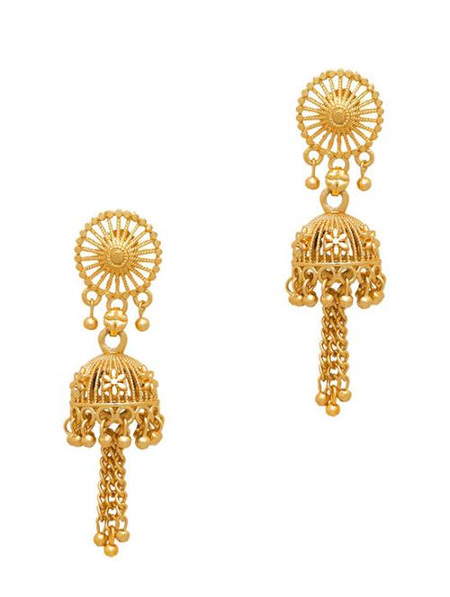 gold brass jhumka earring - 19667178 - Very Small Image - 1