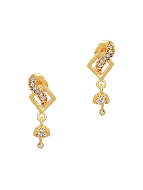 gold brass jhumka earring - 19667296 - Very Small Image - 1